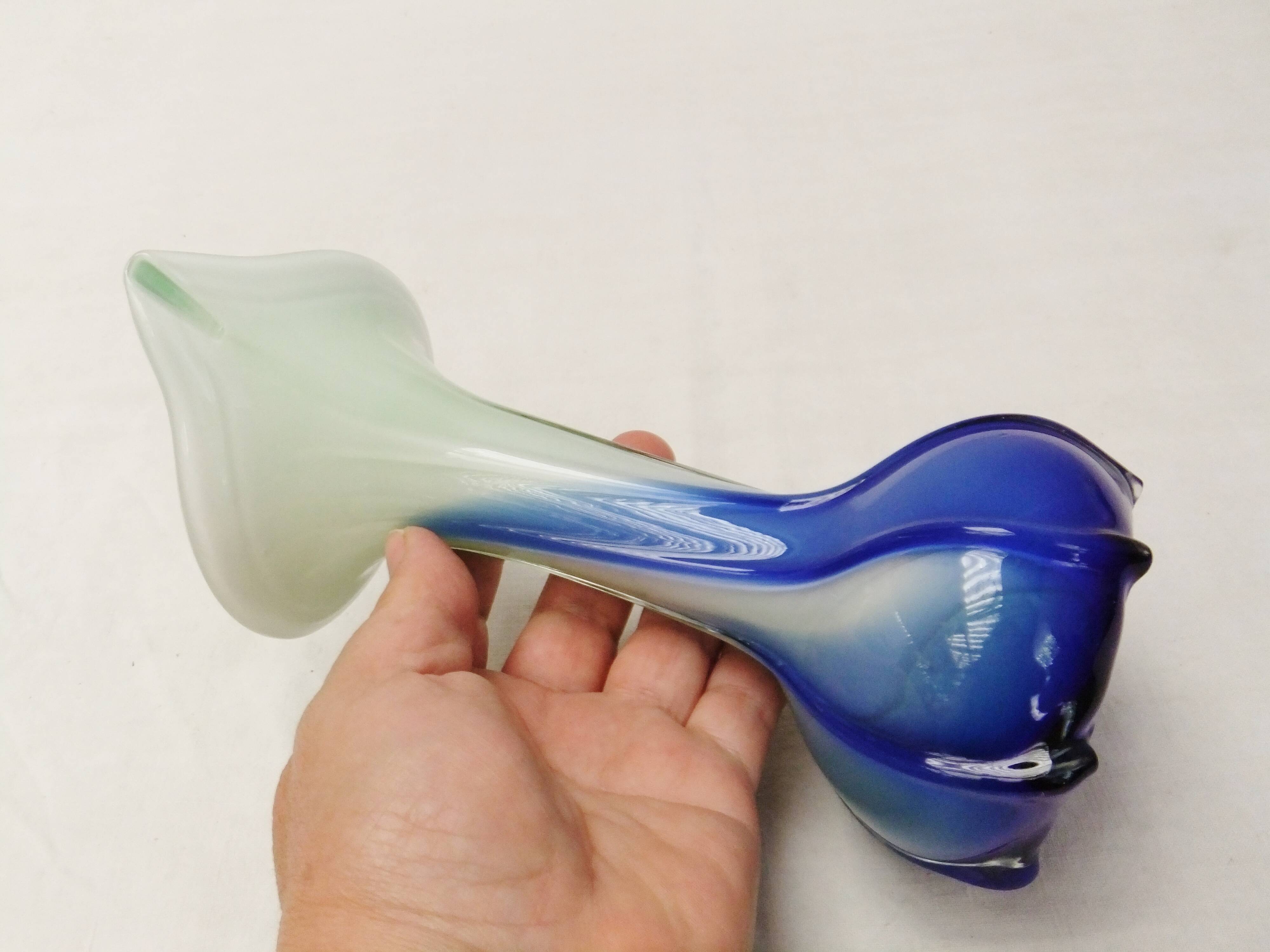 Murano Vase Vintage Floral Soliflore Calla Lily Blown Glass