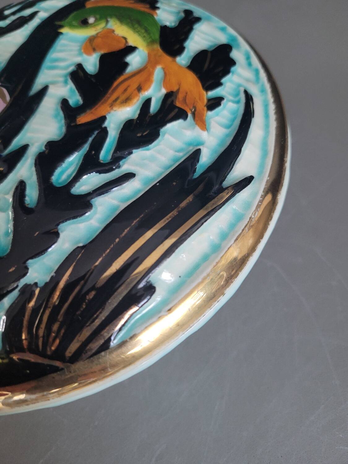 Ceramic candy box with fish motifs