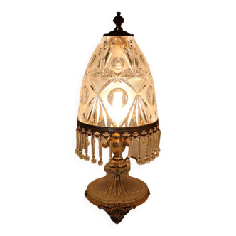 Italian lamp in crystal and gold leaf metal