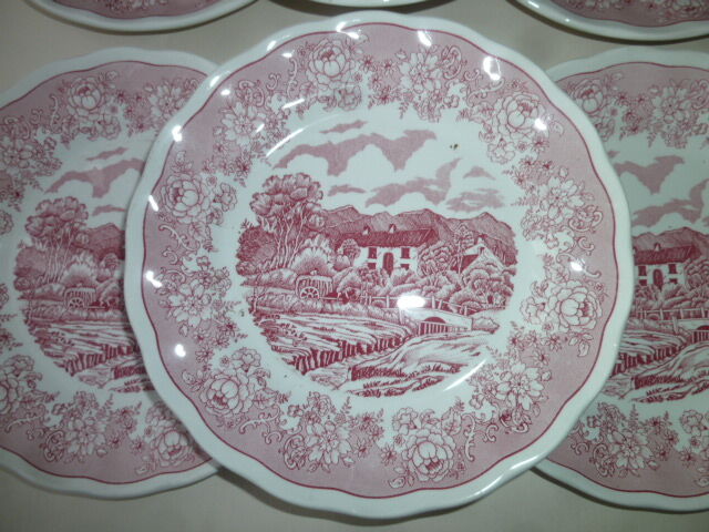 Set of 6 Italian ceramic dessert plates Swiss Landscape