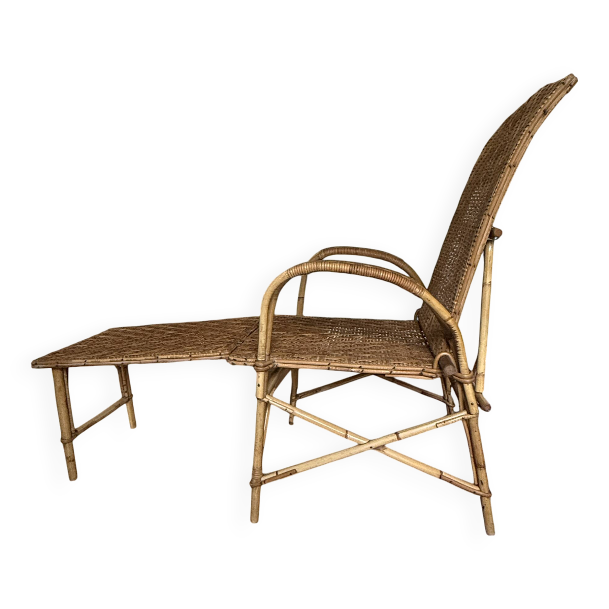 Fauteuil /chaise longue osier années 50/60