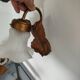 Pair of vintage flower & leaf style wall sconces - molded glass