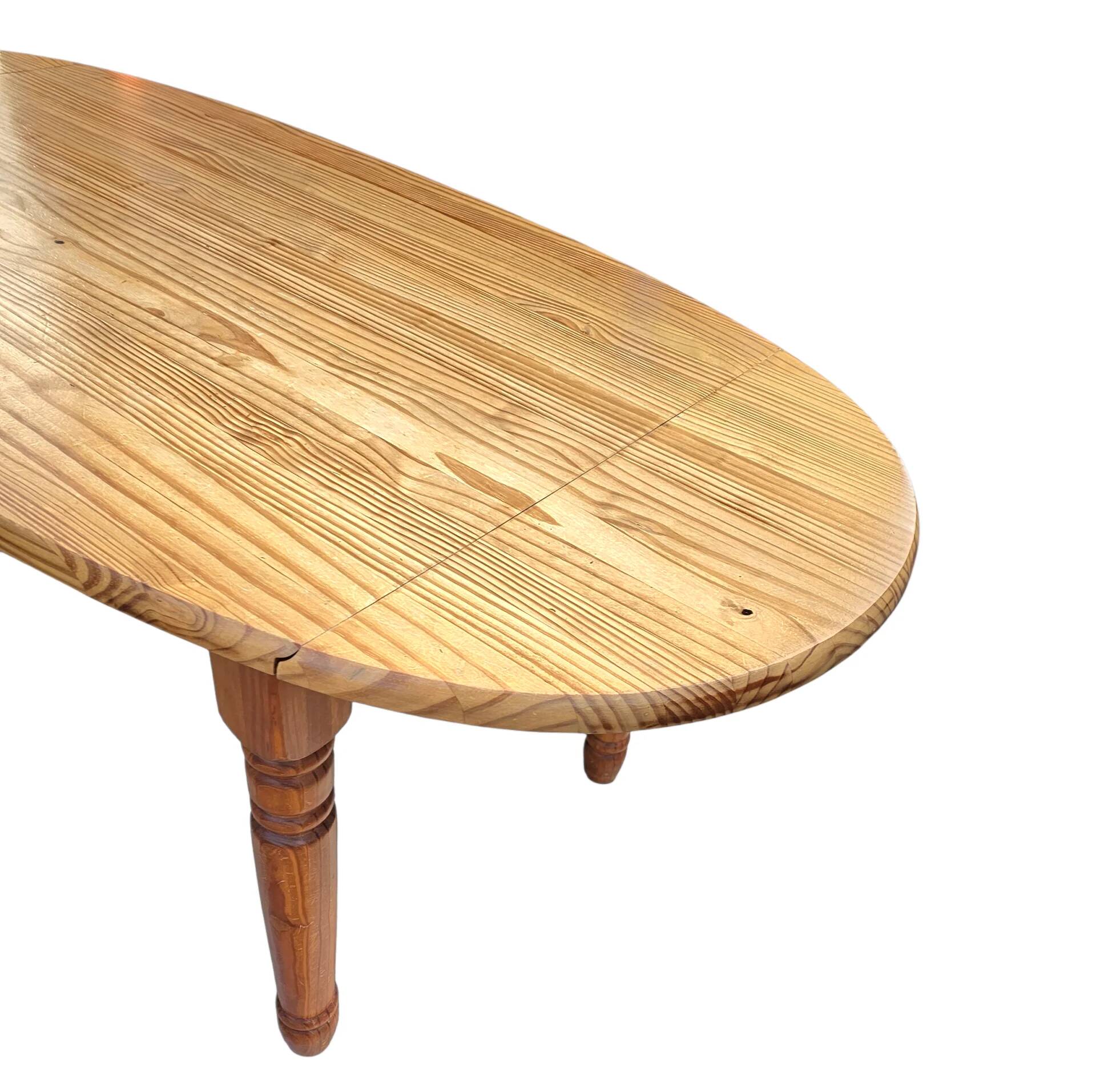 Extendable oval pine dining table 1970s
