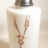 Double lighting floor lamp, white opaline, frosted effect, brown marbling, height 95 cm