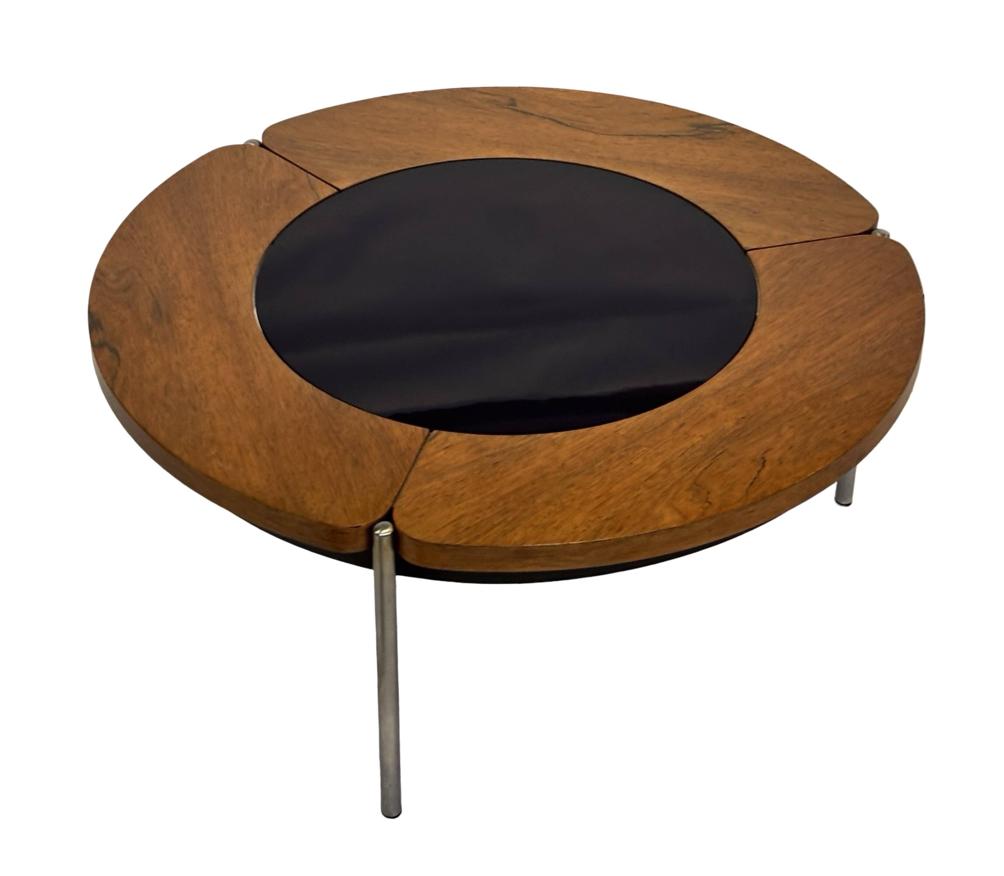 Vintage rosewood coffee table with glass, Denmark, 70s design