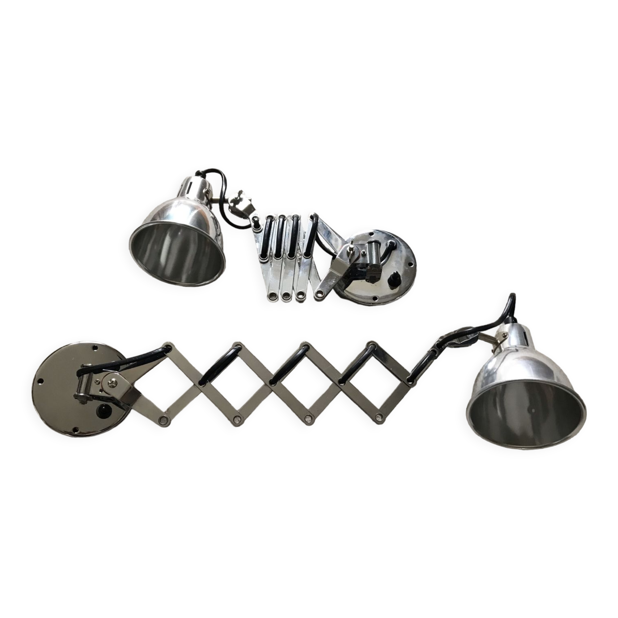 Stainless steel articulated wall lamps