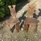 2 solid wood Johnny Ludecher folk art chairs