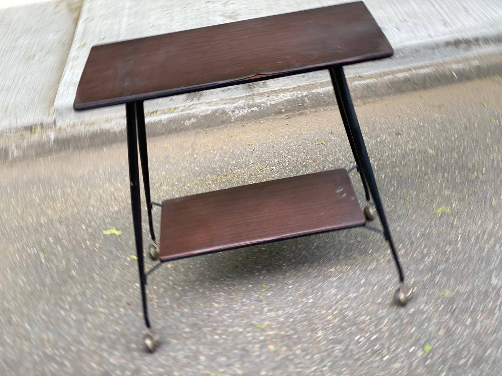 Desserte scandinave vintage en bois et acier