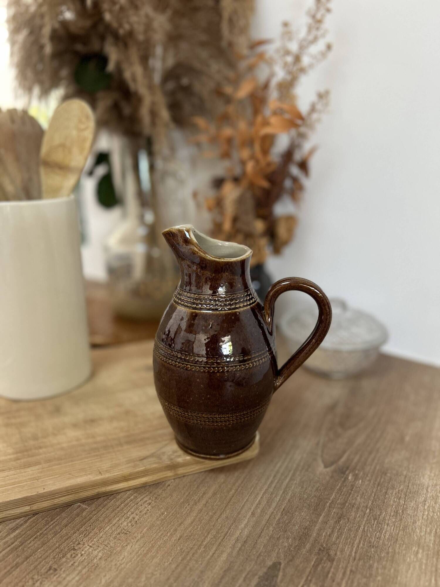 Handmade Pichet Grès du Berry – Made in France – vintage – 17 cm