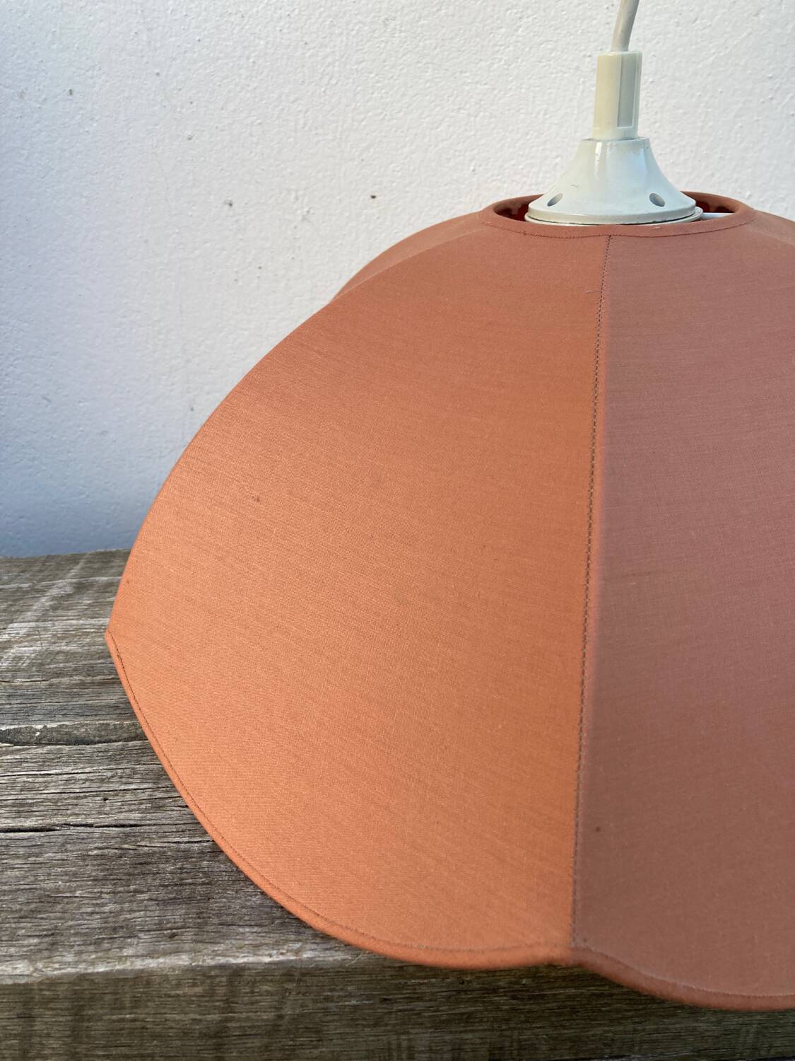 Vintage taupe fabric pendant light