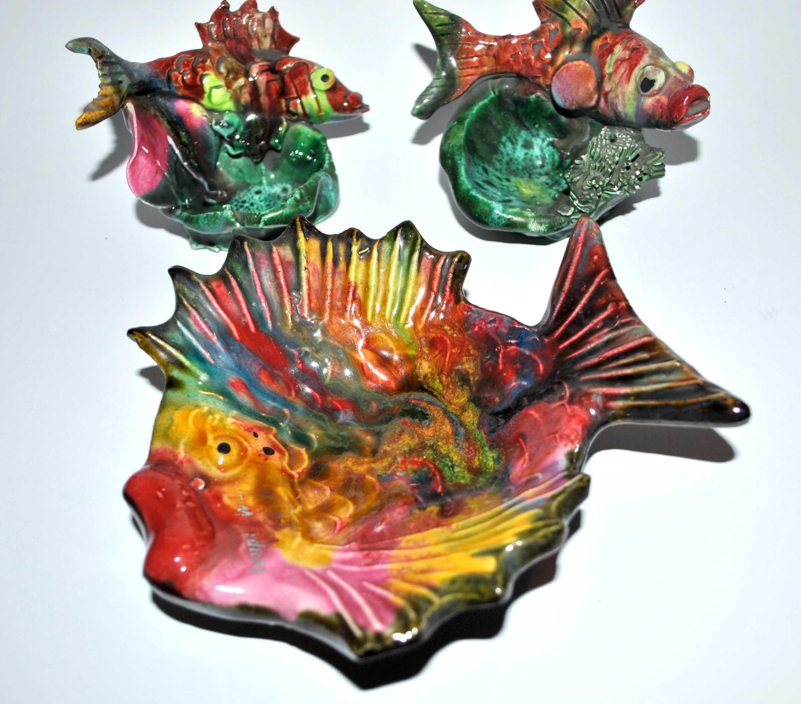 Set of 3 vintage fish bags kitsch vallauris