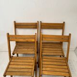 4 foldable chairs in vintage wood