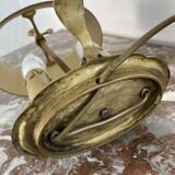 Louis XVI style two-light bouillotte lamp, green lampshade, hand-painted