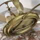 Louis XVI style two-light bouillotte lamp, green lampshade, hand-painted