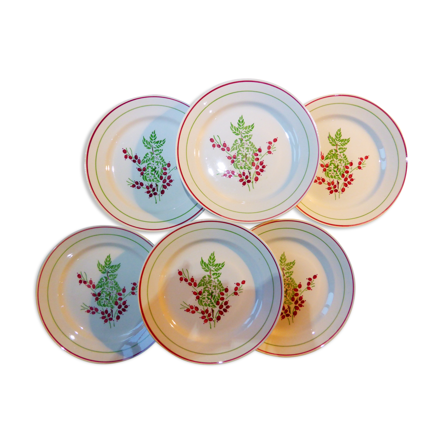 Set of 6 vintage porcelain flat plates