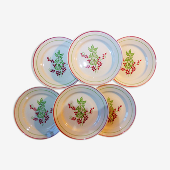 Set de 6 assiettes plates vintage en porcelaine