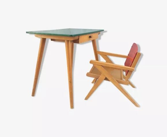 Children's desk Baumann foot compass and chair