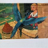 Antique wooden cube puzzle - Illustrations of Perrault's tales - 1920