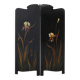 Art Nouveau Black Lacquered Two-Panel Screen with Hand-Painted Irises, Fran