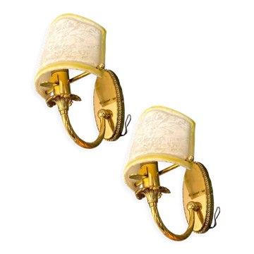 Murano Glass and Brass Sconces, 1980s, Set of 2