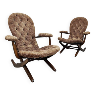 Chaises pliantes modernes françaises du milieu du siècle, chaises safari vintage