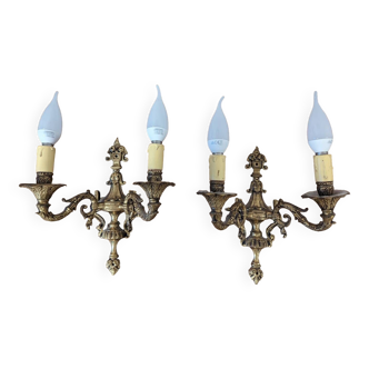 Pair of art nouveau bronze wall lights