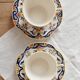 Antique polychrome faience chocolate cups with saucers – Flo decoration