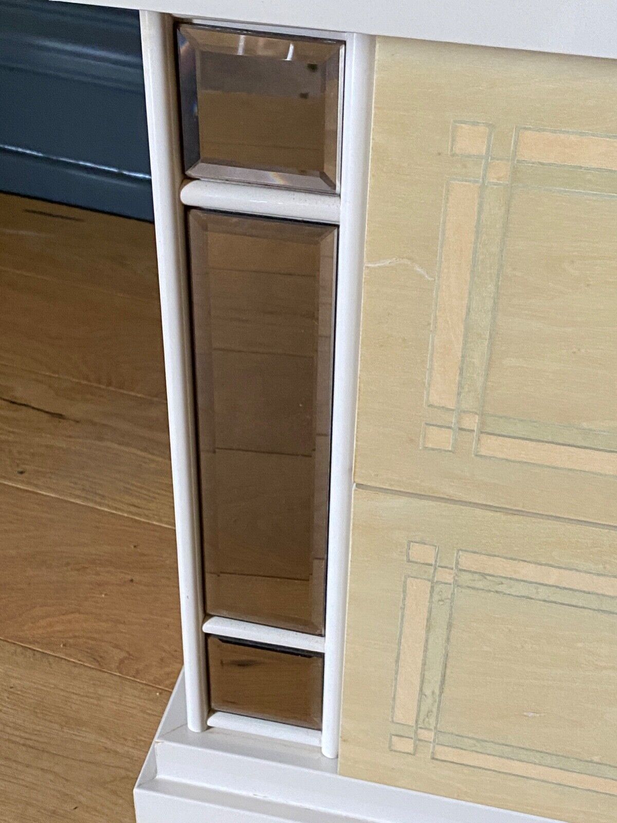 Lacquer bedside table 1980 with mirrors 2 drawers