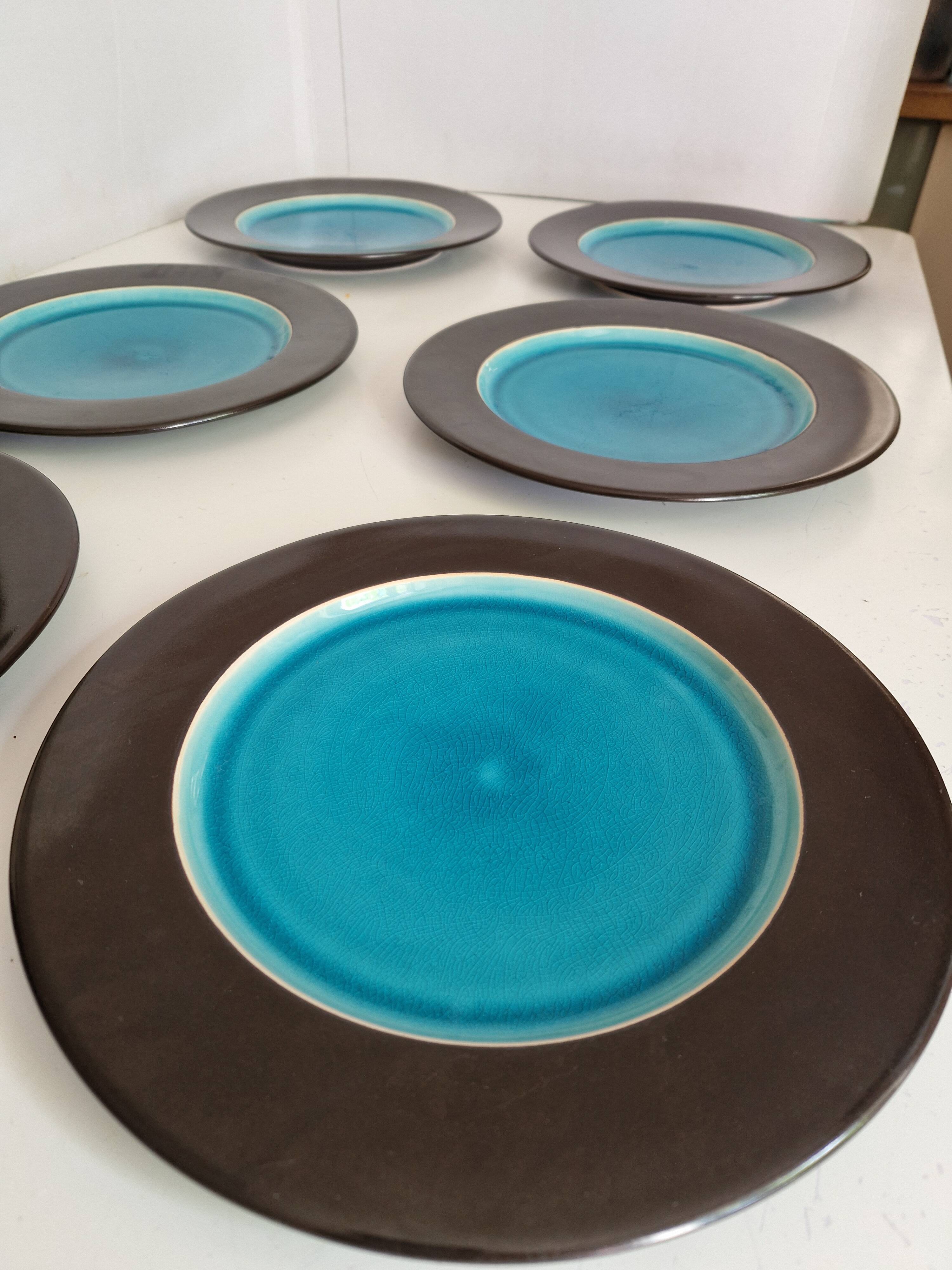 Set of 6 Flat Plates Geneviève Lethu Model Salomé