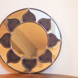Mirror sun stained glass and ceramic inclusions