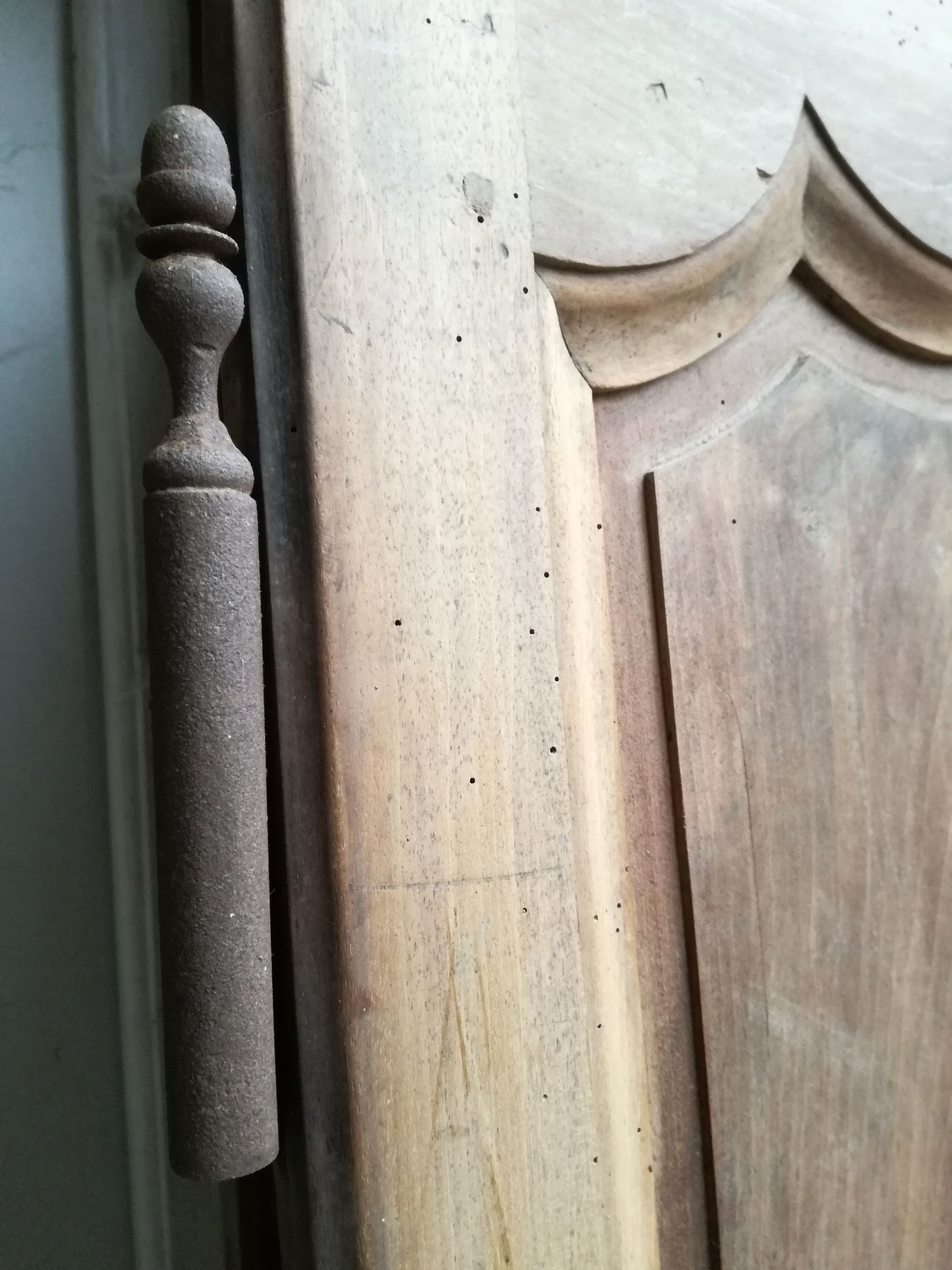 Double antique walnut closet doors