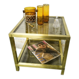 Golden side table and smoked glass