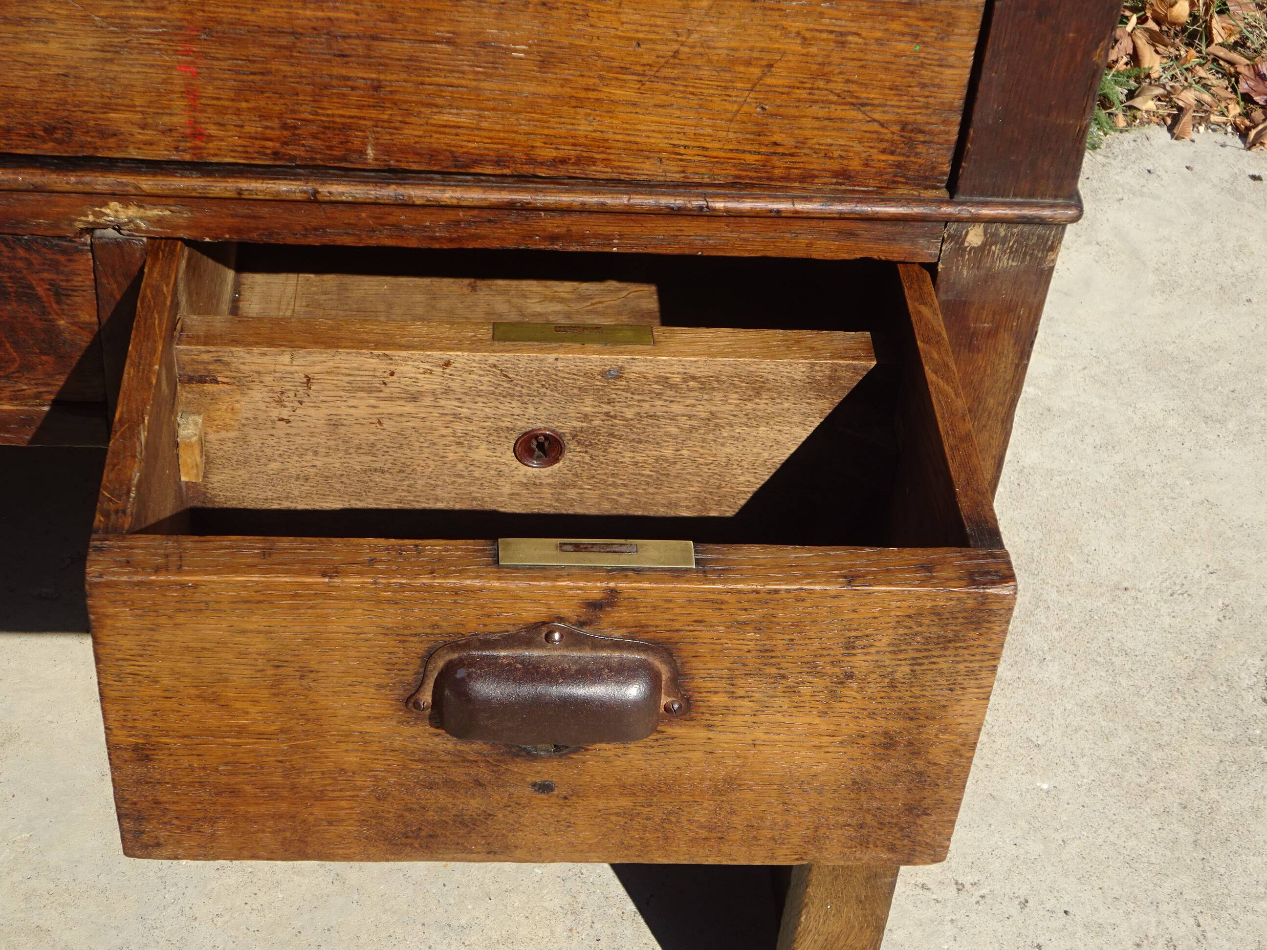 Office furniture, old glove maker's table.