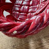 Vintage red ceramic basket