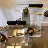 Paire d'appliques vintage années 60, appliques chic parisiennes en laiton et verre texturé