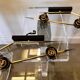 Pair of vintage 1960s wall lamps, Paris chic brass and textured glass sconces