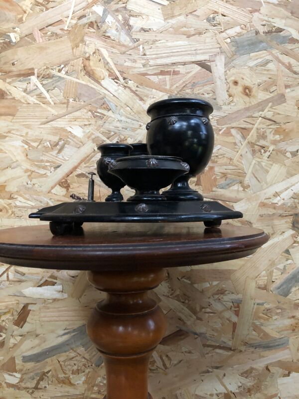 Ancien plateau fumeur napoleon 3 bois ecusson