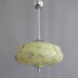 Suspension Art Déco, marbrée avec suspension chromée, années 1930