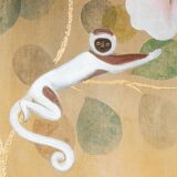 Painted canvas depicting lemurs. Contemporary work.