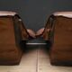 Pair of Vintage Brutalist armchairs from the 60s in leather and solid oak