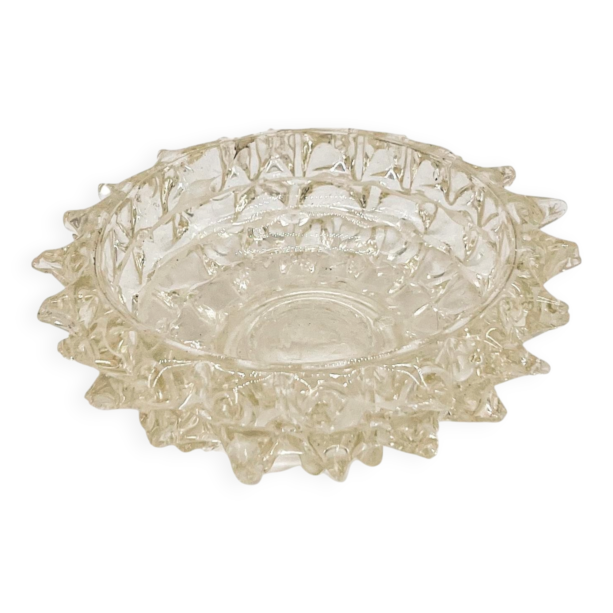 Vintage Italian Seguso "Rostrato" Small Decorative Bowl in Clear Murano Glass