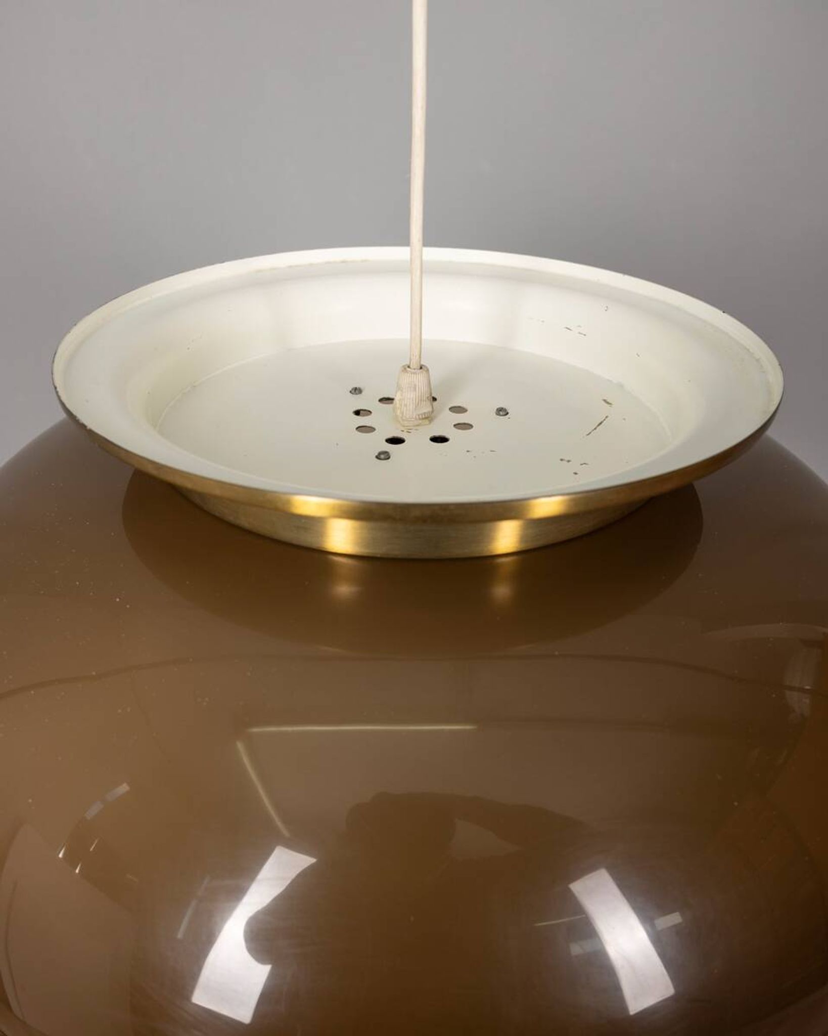 Lustre vintage années 70 en plastique marron design Massoni pour Harvey Guzzini