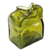 Mid-century modern glass form, olive glass, designed by M. Veltuzen-Nagrabecka, Poland, 1970s