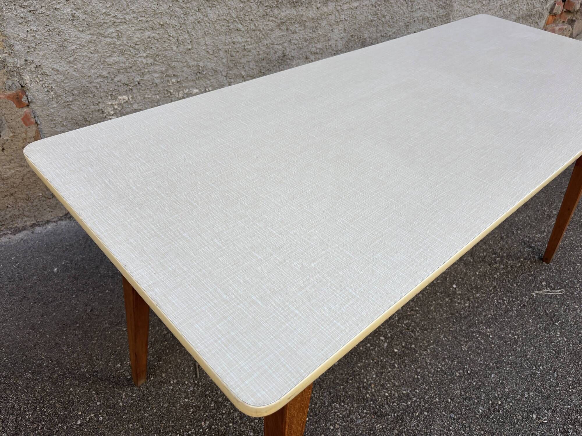 Large café table brasserie bistro Alsatian Art Deco Scandinavian wood