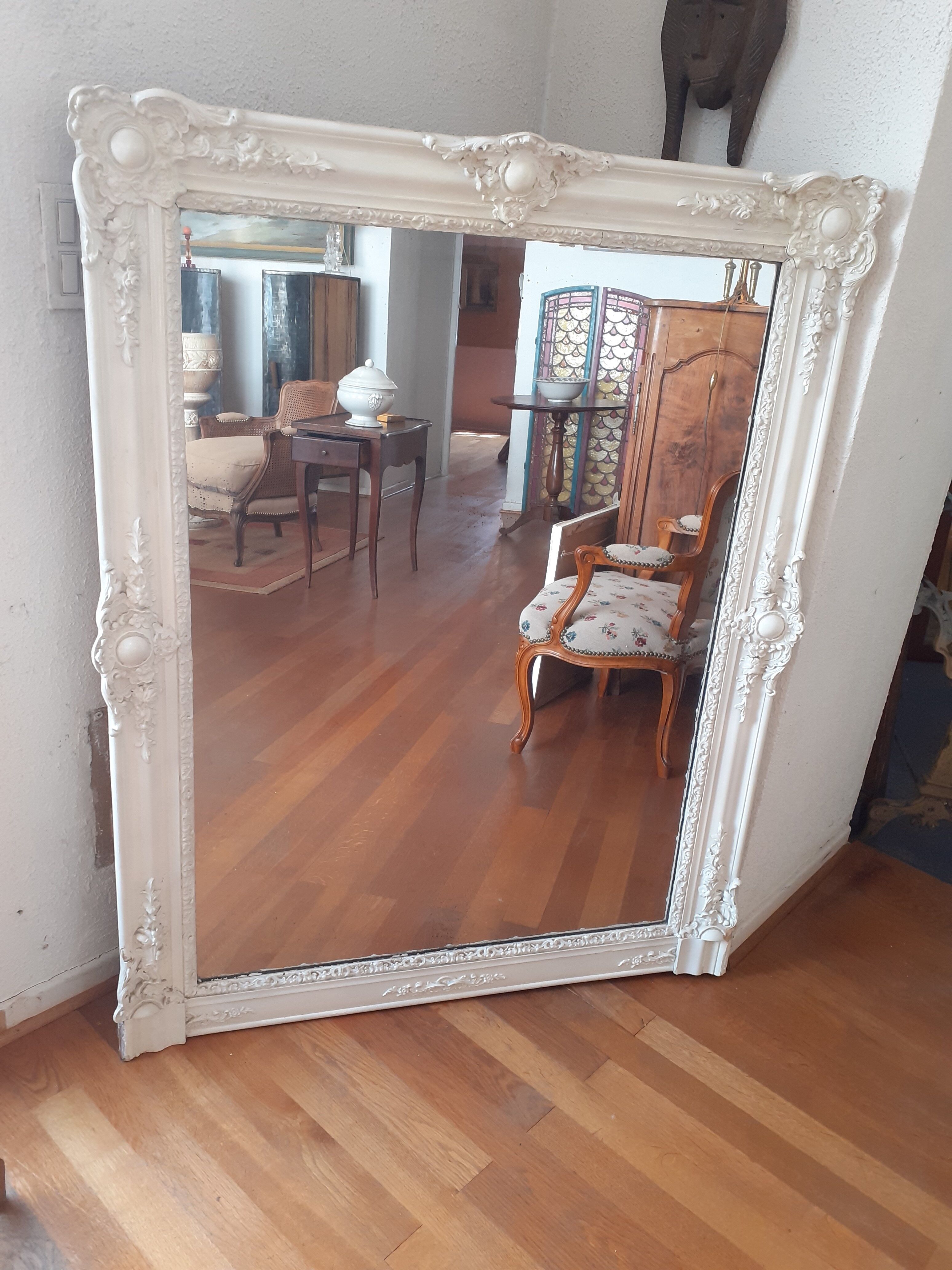 Fireplace mirror painted white 102x130cm