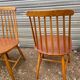 Set of 4 vintage beech chairs with teak seat