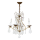 Old French chandelier in gilded brass with tassels