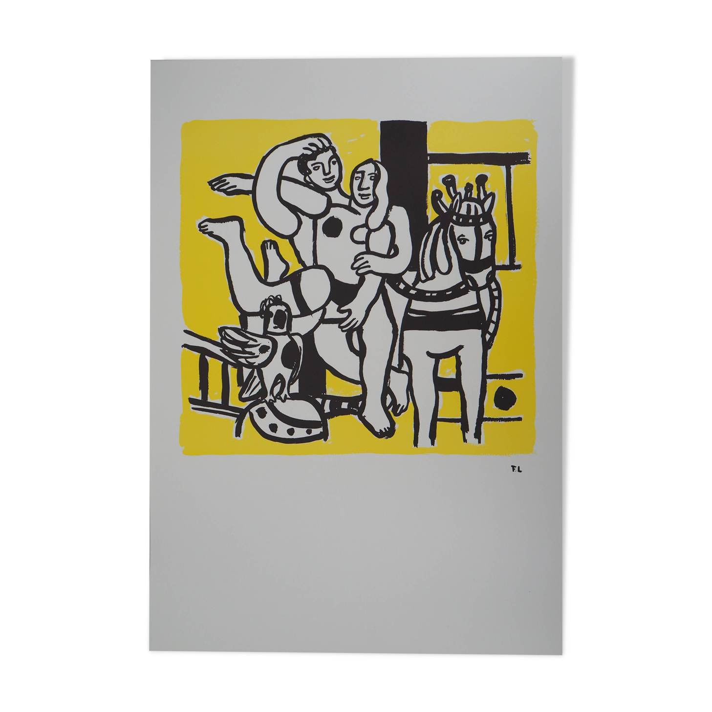 Fernand LEGER: Loving couple and horse, signed lithograph.