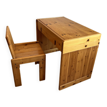 Bureau d’adolescente Pin massif Roche et Bobois Années 80
