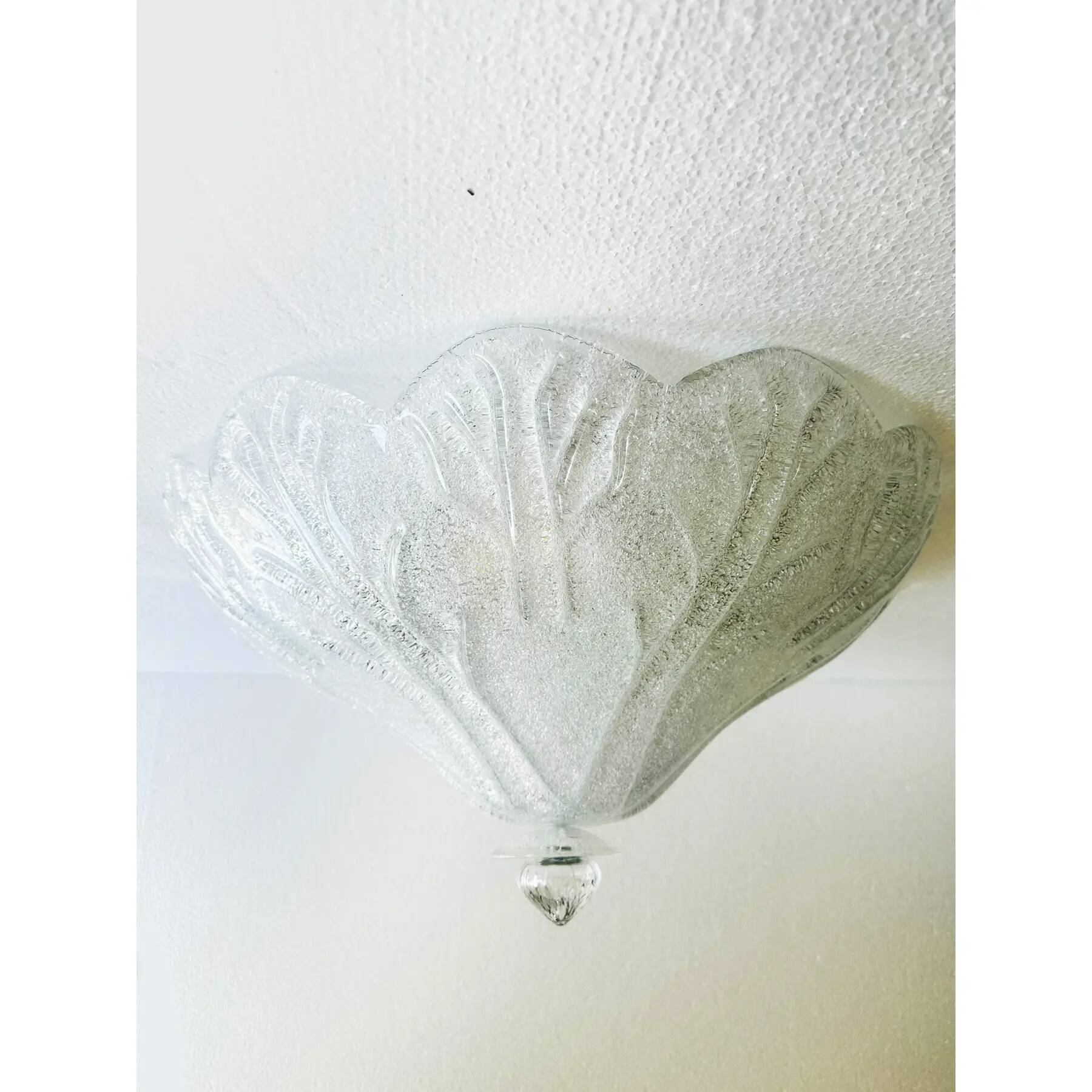 Venetian Vintage Trasparent Graniglia Murano Glass Flush Mount